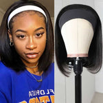 Glueless Bob Headband Wigs For Women Straight Bob Wigs With Headband Natural Black - Alibonnie