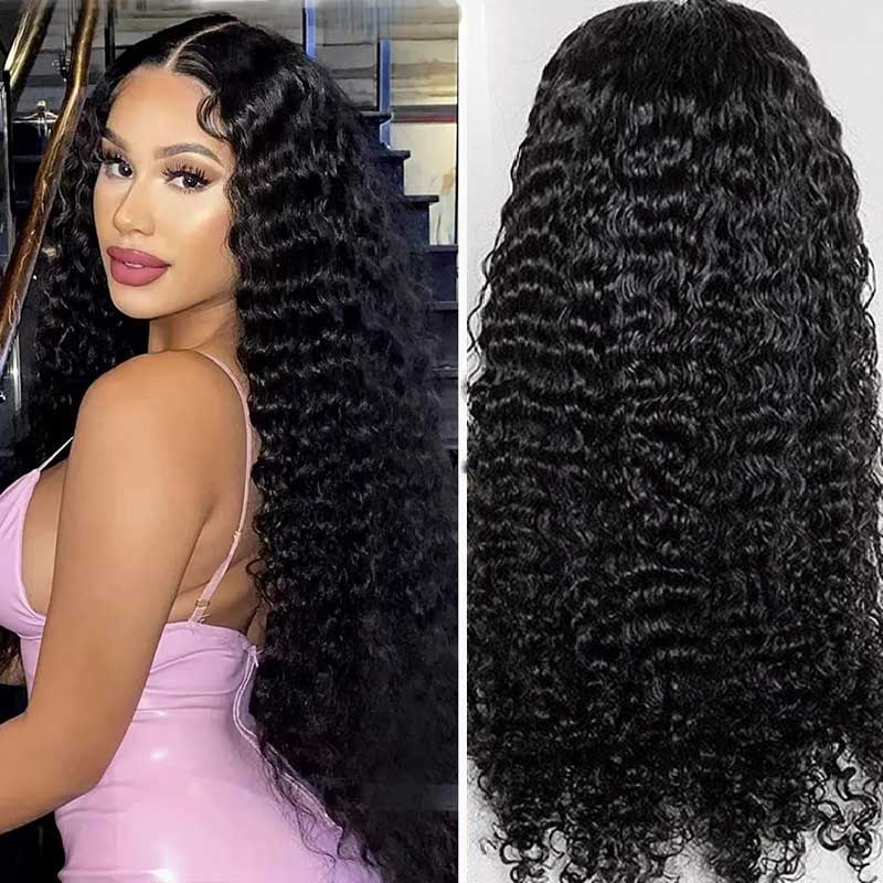 HD Swiss Lace Front Human Hair Wigs Deep Wave Wig With Natural Hairline - Alibonnie