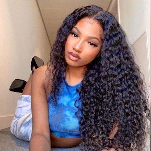 HD Swiss Lace Front Human Hair Wigs Deep Wave Wig With Natural Hairline - Alibonnie