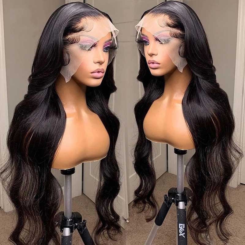 HD Transparent Lace Wigs Body Wave 13*4 Lace Frontal Wigs 150% 200% 250% Density - Alibonnie