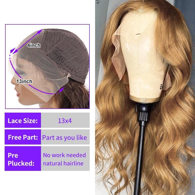 Honey Blonde Lace Front Human Hair Wig 13x4 Body Wave Lace Front Wigs - Alibonnie