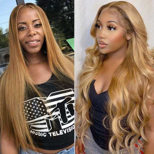 Honey Blonde Lace Front Human Hair Wig 13x4 Body Wave Lace Front Wigs - Alibonnie