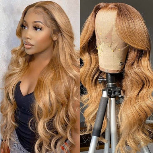 Honey Blonde Lace Front Human Hair Wig 13x4 Body Wave Lace Front Wigs - Alibonnie