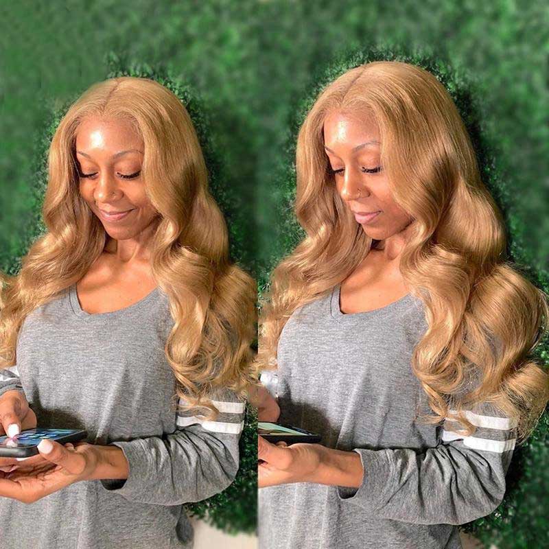 Honey Blonde Lace Front Human Hair Wig 13x4 Body Wave Lace Front Wigs - Alibonnie