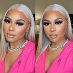 Icey Blonde Straight Human Hair 13x4 Lace Front Wig Pre Plucked Bleach Knots Ready To Wear - Alibonnie