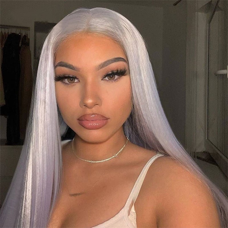 Icey Blonde Straight Human Hair 13x4 Lace Front Wig Pre Plucked Bleach Knots Ready To Wear - Alibonnie