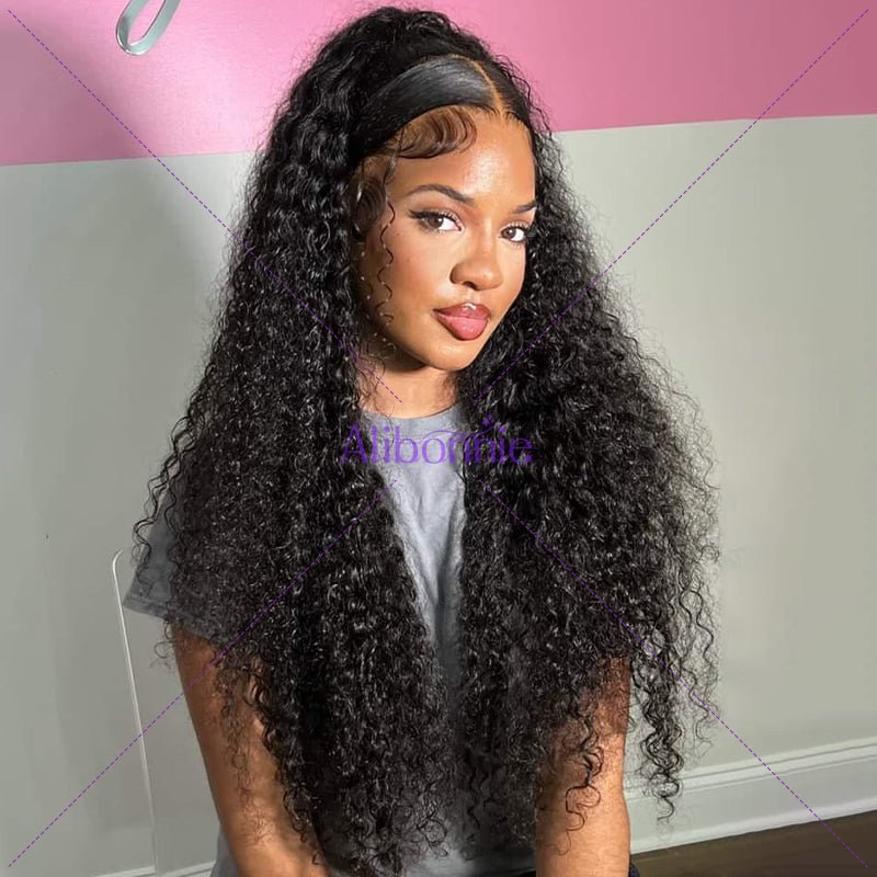 Invisible Skin Melt HD Lace Wig Jerry Curly 13x4 Lace Front Wigs Human Hair Pre Plucked - Alibonnie