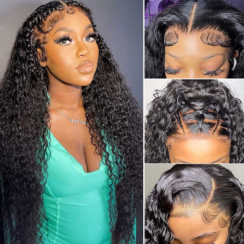 Jerry Curly 13x4 Lace Frontal Wigs Human Hair Transparent Lace Wig Easy Melted - Alibonnie