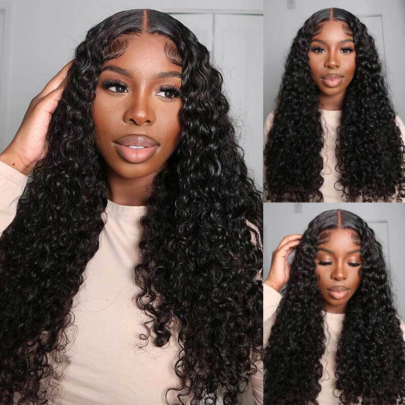 Jerry Curly 5x5 Transparent Lace Closure Wigs Human Hair Natural Color - Alibonnie