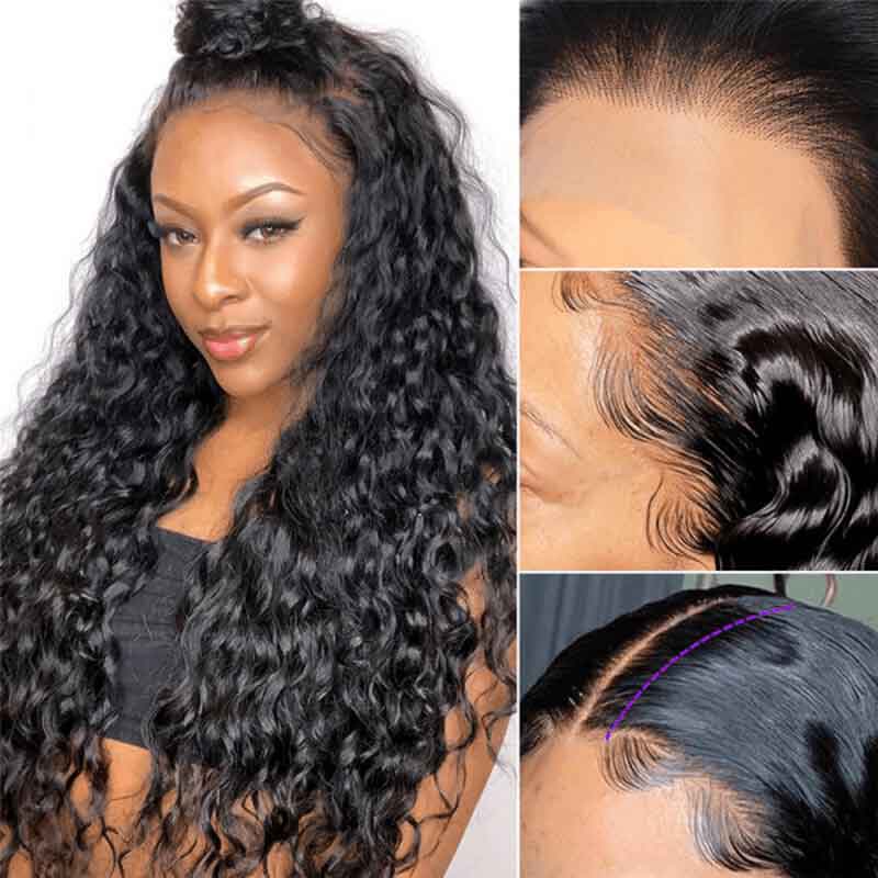 Long Wig Human Hair Lace Front Wigs Water Wave Wigs 13x4 4x4 13x6 - Alibonnie