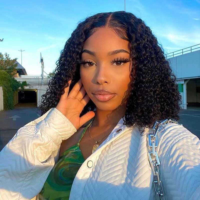 Natural Looking Kinky Curly Glueless Lace Closure Wig Easy To Wear With Elastic Band - Alibonnie