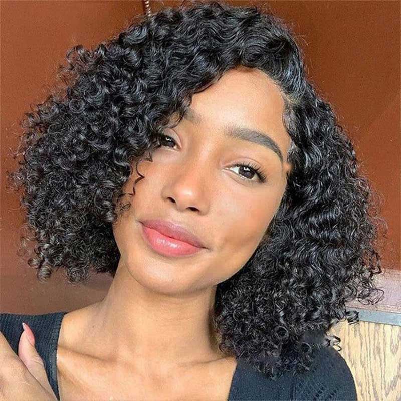 Natural Looking Kinky Curly Glueless Lace Closure Wig Easy To Wear With Elastic Band - Alibonnie