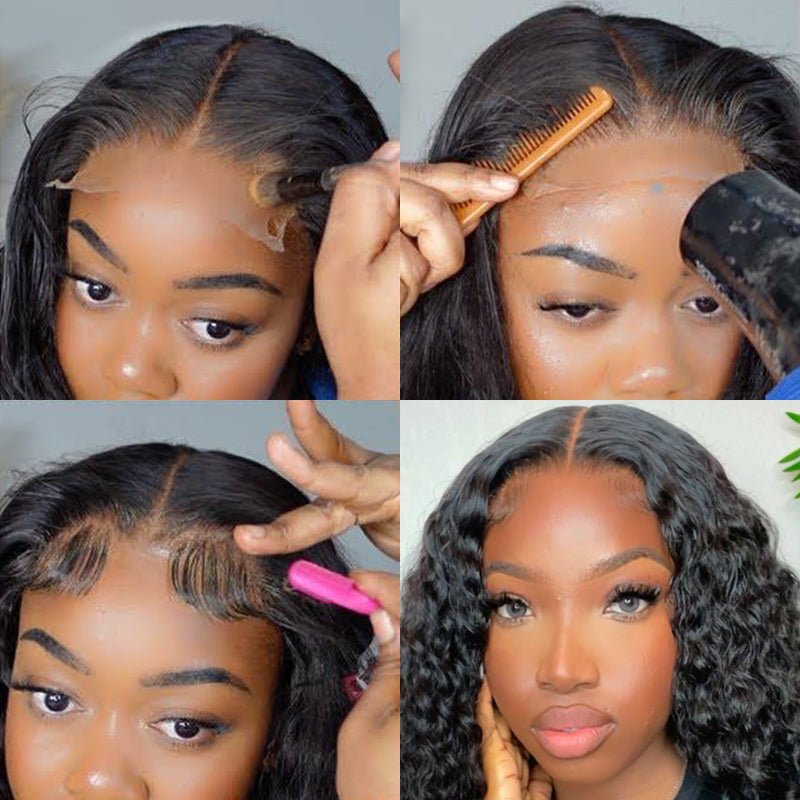 Natural Looking Kinky Curly Glueless Lace Closure Wig Easy To Wear With Elastic Band - Alibonnie