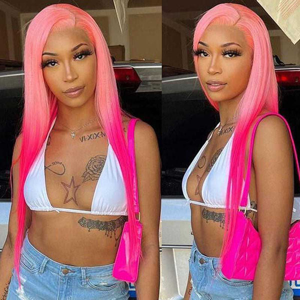 ombre-pink-lace-front-wig-  display picture 1