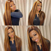 Piano Honey Blonde Highlights Brazilian 13x4 Full Lace Frontal Straight Human Hair Wigs - Alibonnie