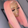 Pink Bob Lace Wigs Pre Plucked Natural Straight Human Hair Wig for Black Women - Alibonnie