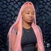 Pink Lace Front Wig Straight Virgin Human Hair Glueless Wigs Pre Plucked Ready To Wear - Alibonnie