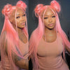 Pink Lace Front Wig Straight Virgin Human Hair Glueless Wigs Pre Plucked Ready To Wear - Alibonnie
