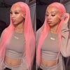 Ash Pink 13x4 Lace Front Wig Straight Virgin Human Hair Wigs Pre Plucked Ready To Wear