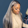 Platinum Blonde Highlights Straight Lace Front Wig Pre Plucked 200% Density - Alibonnie