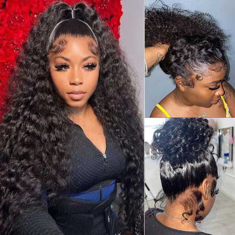 Pre Plucked 360 Lace Wigs Deep Wave Transparent Lace Wig Brazilian Virgin Hair - Alibonnie