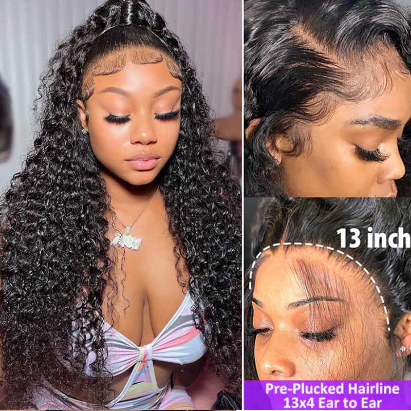 Premium HD Lace Jerry Curly 13x4 HD Lace Front Wigs Curly Human Hair Wigs With Pre Plucked Hairline|True length - Alibonnie