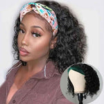 Short Bob Water Wave Wigs Headband Wigs Virgin Human Hair Glueless Affordable Wigs For Beginners - Alibonnie