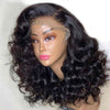 Short Wavy Bob Lace Wig Wand Curls Human Hair Lace Front Wig - Alibonnie