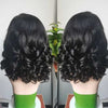 Short Wavy Bob Lace Wig Wand Curls Human Hair Lace Front Wig - Alibonnie