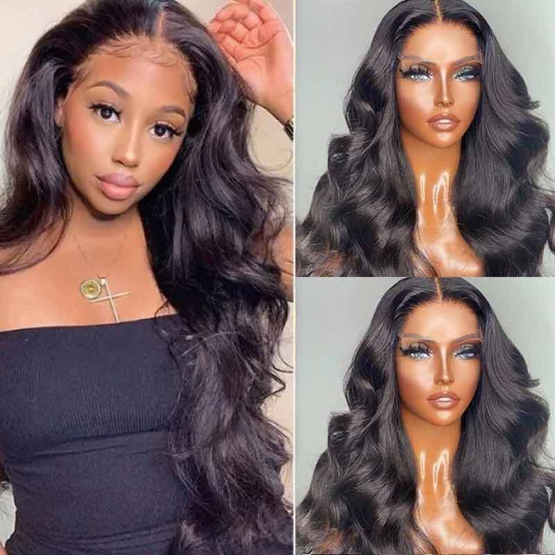 SKIN MELT Real Scalp Glueless Transparent HD Lace Closure Wigs 5x5 Brazilian Body Wave Human Hair Wigs - Alibonnie