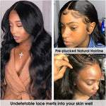 SKIN MELT Real Scalp Glueless Transparent HD Lace Closure Wigs 5x5 Brazilian Body Wave Human Hair Wigs - Alibonnie