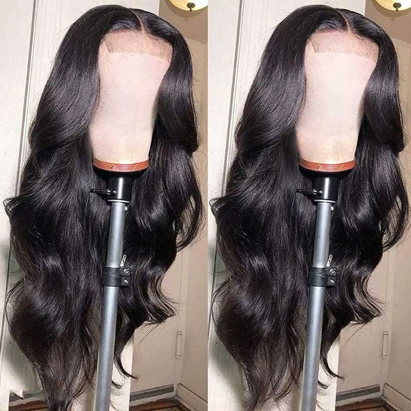 SKIN MELT Real Scalp Glueless Transparent HD Lace Closure Wigs 5x5 Brazilian Body Wave Human Hair Wigs - Alibonnie