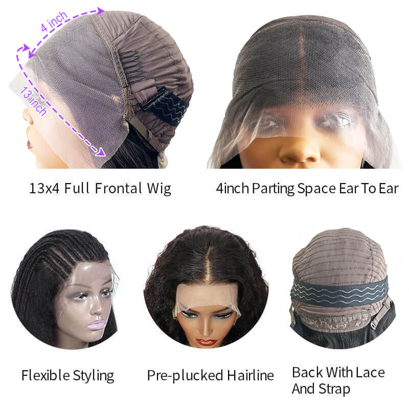 Soft Straight Human Hair 13x4 Full Frontal Wigs Pre Plucked Easy To Wear - Alibonnie