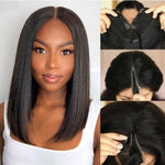 Thin V Part Wig Straight Bob Human Hair Wigs Without Leave Out - Alibonnie