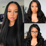 Thin V Part Wigs Glueless Kinky Straight Human Hair V Part Wig No Leave Out - Alibonnie