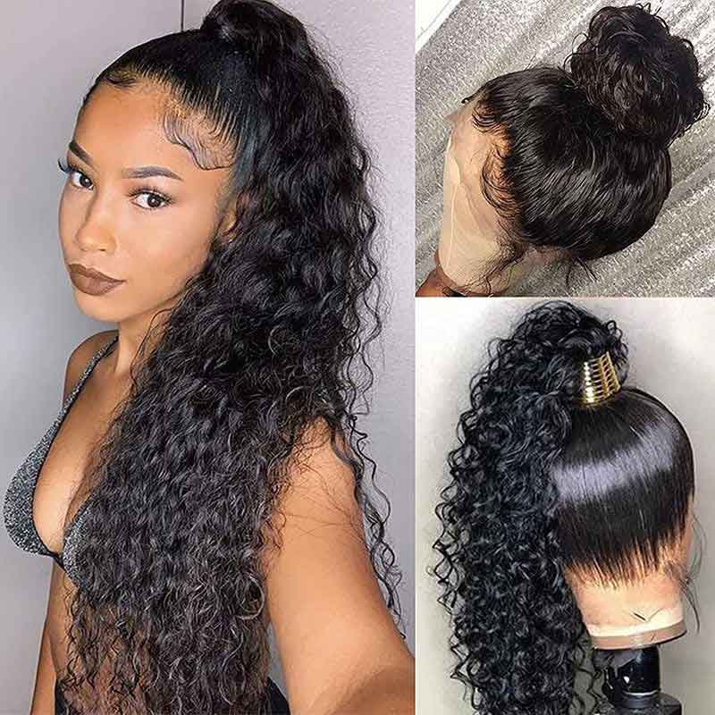 Water Wave 360 Lace Wigs Transparent Lace Human Hair Wigs Pre Plucked - Alibonnie