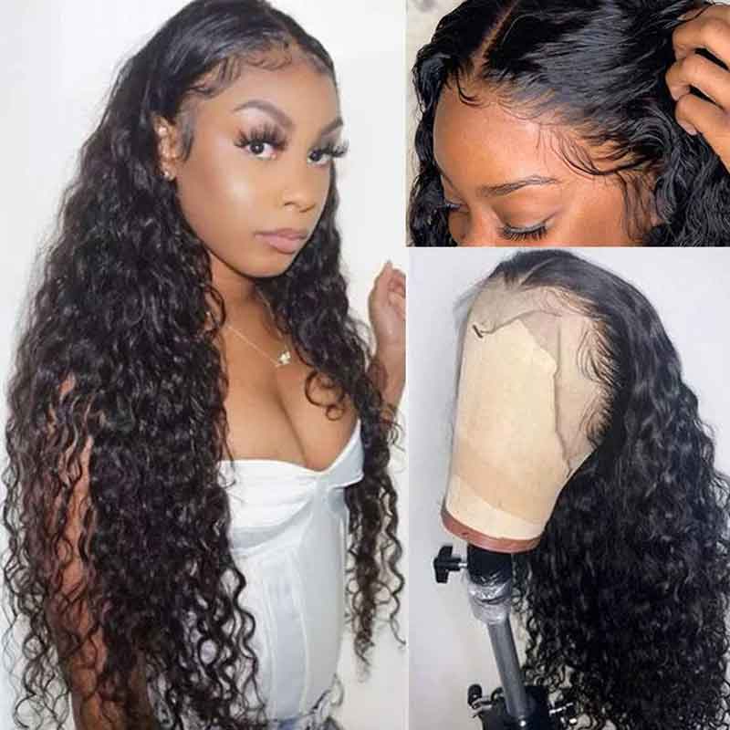 Water Wave 360 Lace Wigs Transparent Lace Human Hair Wigs Pre Plucked - Alibonnie