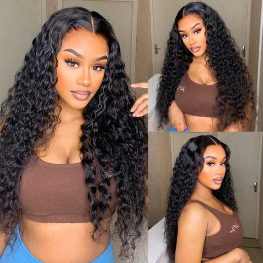 Water Wave HD Lace Front Wigs 13x4 Frontal Full Parting Space Pre Plucked Human Hair Wigs - Alibonnie