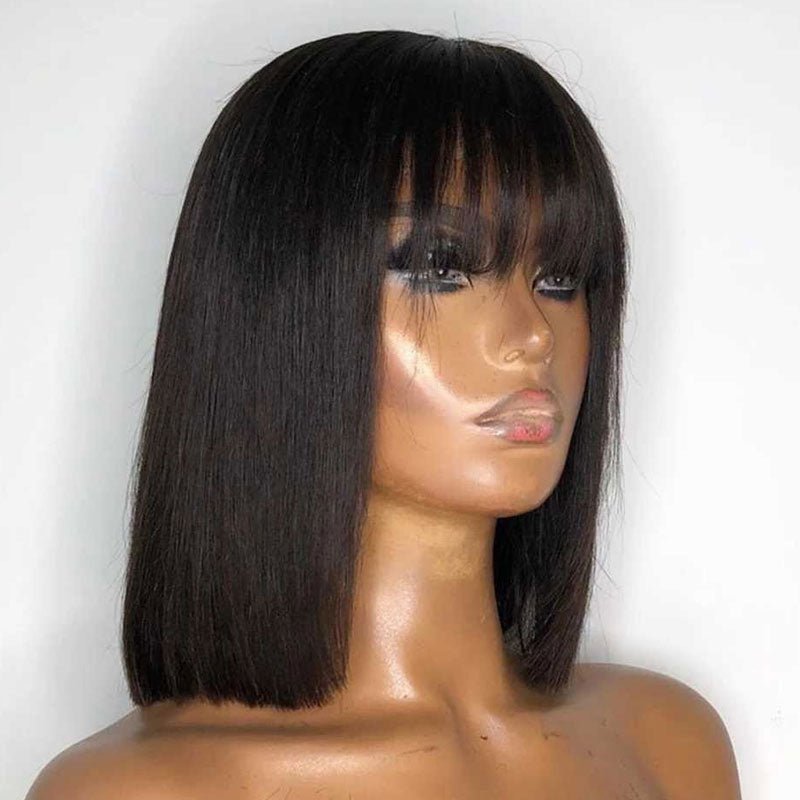 Wear&Go| Alibonnie Hair Short Bob Wig with Bangs Glueless Straight Human Hair Wig - Alibonnie